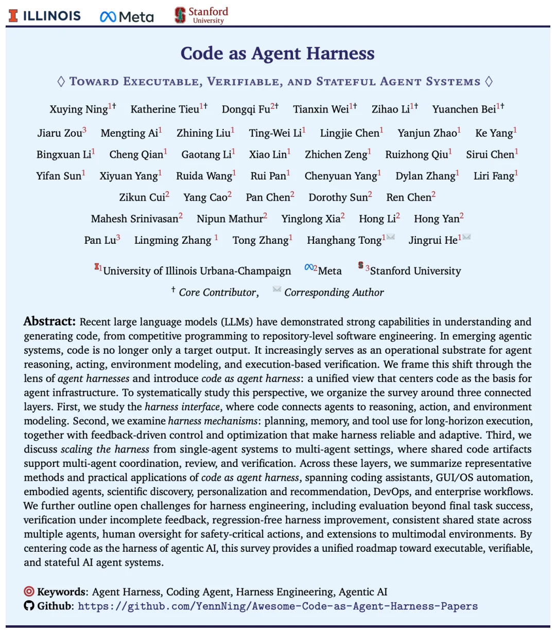 Claude Code爆火背后的Agent Harness底层逻辑,UIUC、Meta、斯坦福深度解读