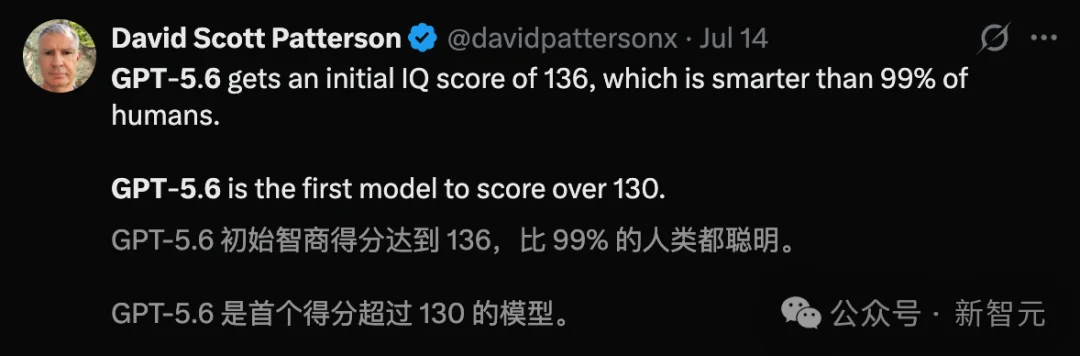 GPT-5.6智商首破130天才线！比99%人类聪明
