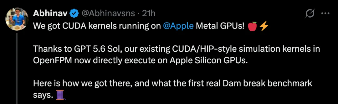 一份CUDA源码,跑上了苹果GPU