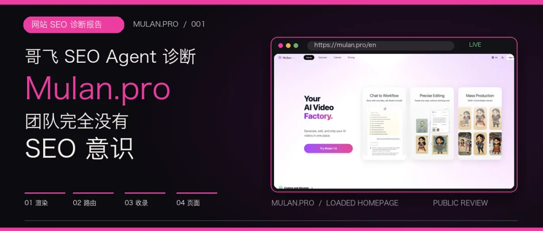 哥飞 SEO Agent 对 Mulan.pro 的 SEO 诊断报告：团队完全没有 SEO 意识