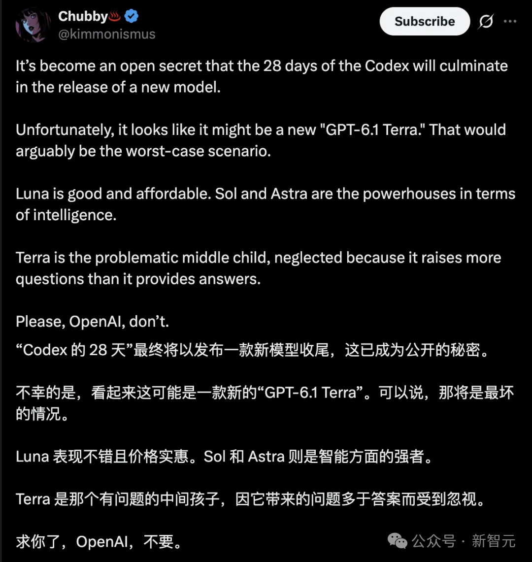 OpenAI新模型曝光!GPT-6.1 Terra把旗舰反超了?