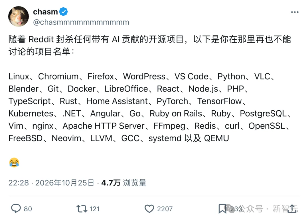 刚刚,Reddit最大开源社区全面封杀AI!Linux和Python被除名