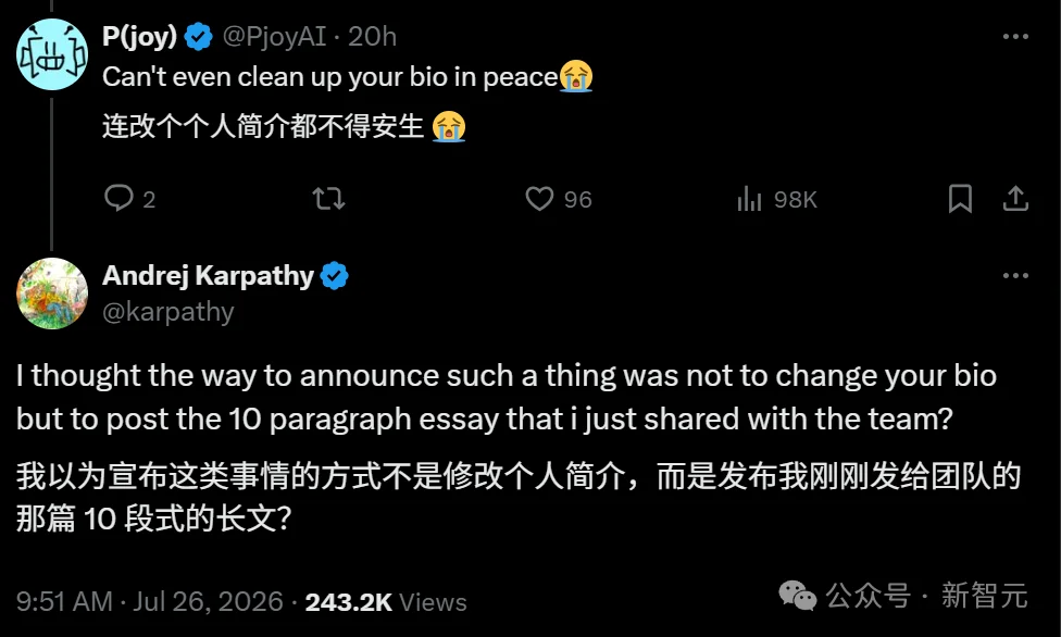刚刚，Karpathy亲自辟谣：我没走！